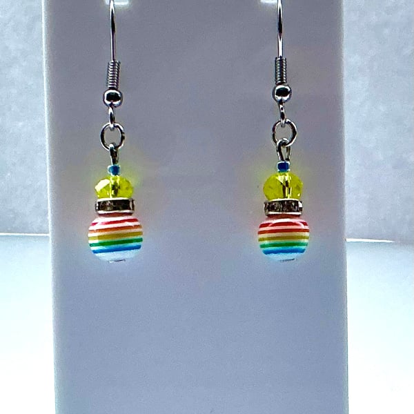 Multi Coloured Beaded Earrings with Rhinestone Sparkle