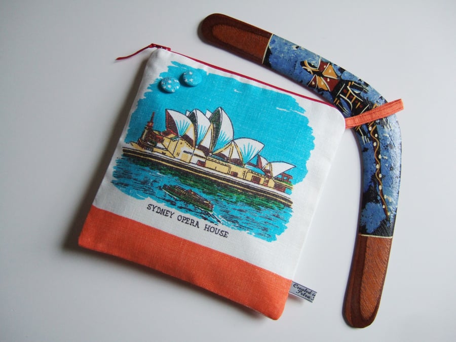 Sydney Opera House zip up cosmetics bag, man bag or storage bag.