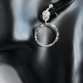 Sterling Silver Hammered Ring Chainmaille Earrings