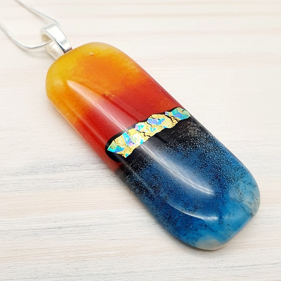 'Shimmering Land Ahead' Fused Glass Necklace