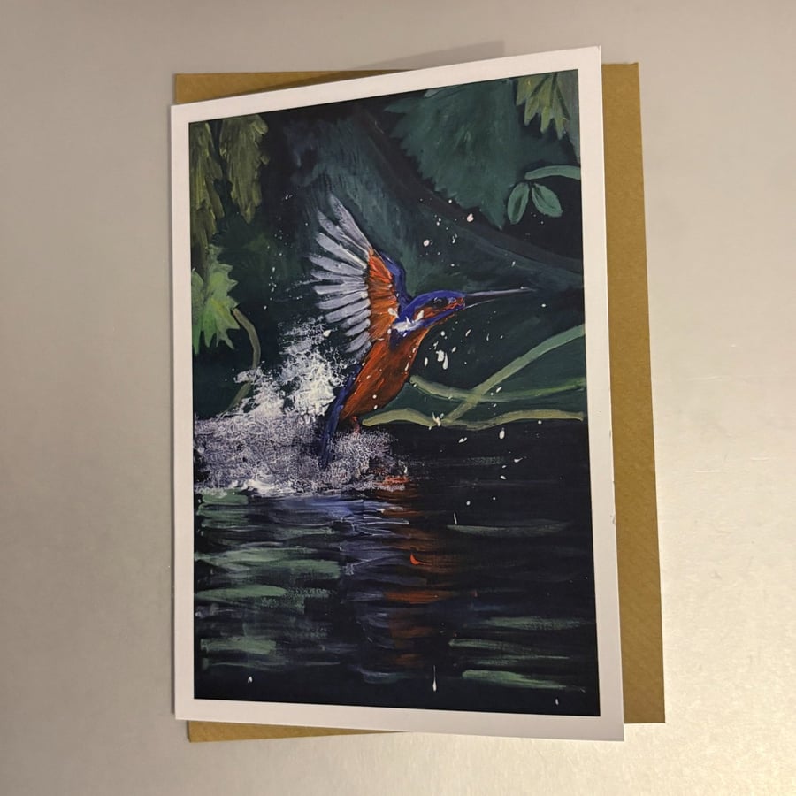 Flying Kingfisher A5 Greeting Card 