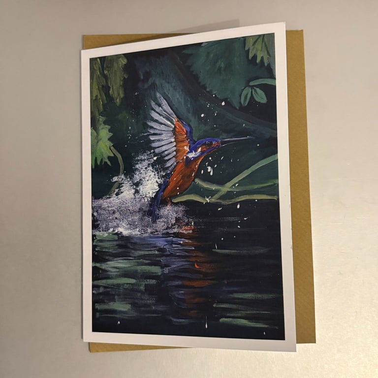 Flying Kingfisher A5 Greeting Card 