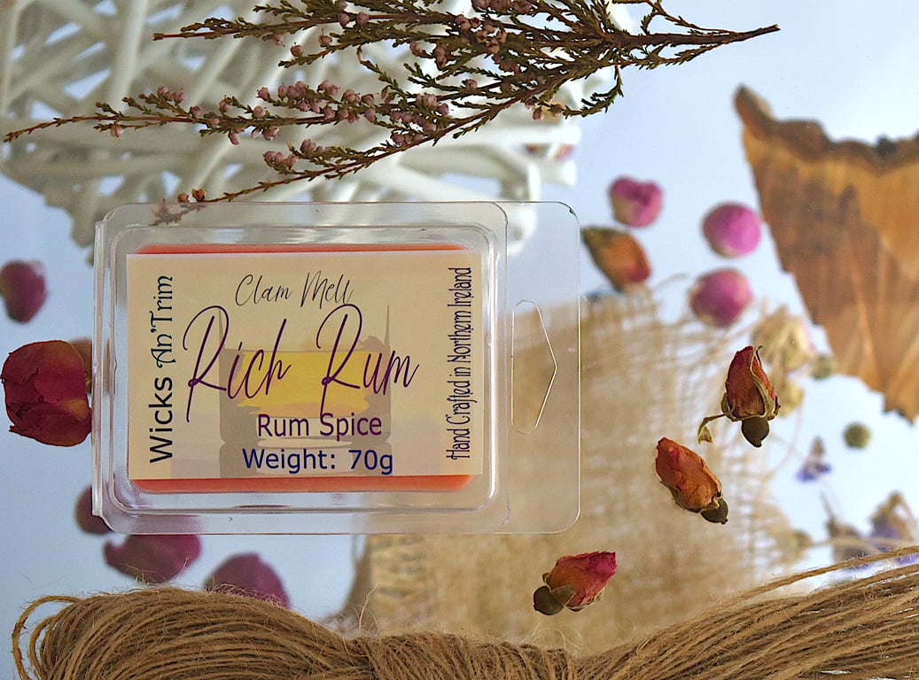 Rich Rum Soy Wax Melt Hand Poured Long Lasting Clam Melts