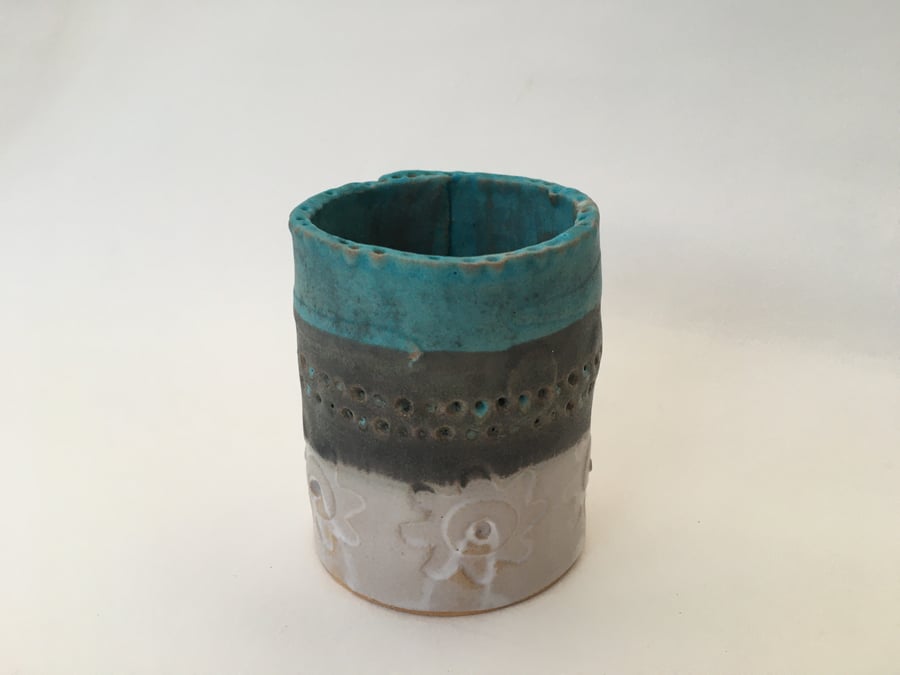 Ceramics tea light holder, handmade one off design, indoor or outdoor,garden art