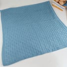 Hand Knitted Blue Baby Blanket, Cosy Brick Texture Design 