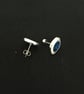 Satin Edged Brilliant Blue Ear Studs - Image 5