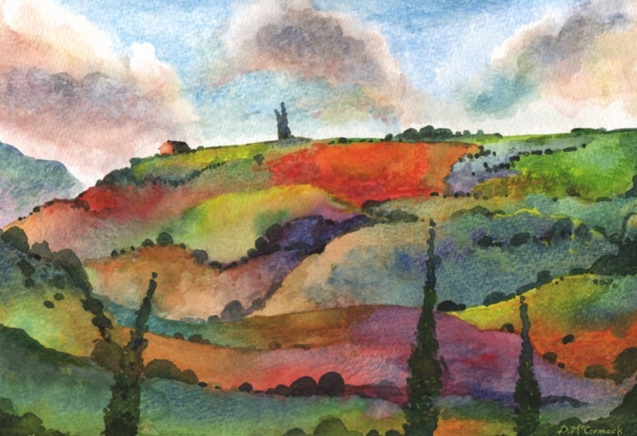 Cypress, Lavender & Poppy - ORIGINAL PAINTING