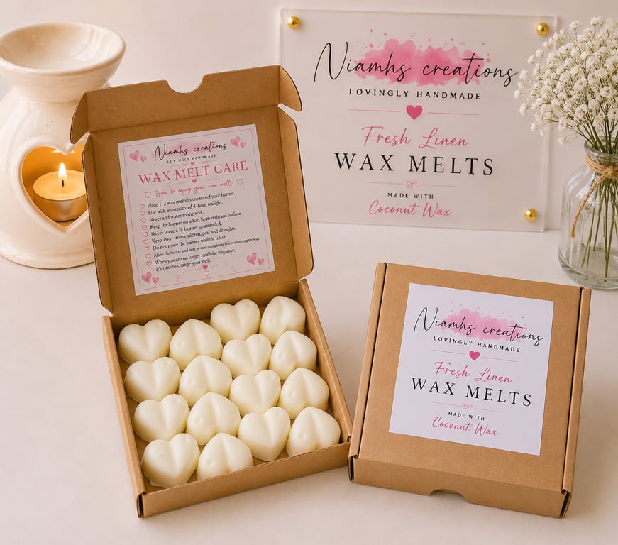 Floral Scented Fresh Linen Highly-Scented Heart Wax Melts- Handmade in the UK