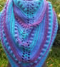 Handmade Crochet Ombre Shawl, Wool Blend - Image 1
