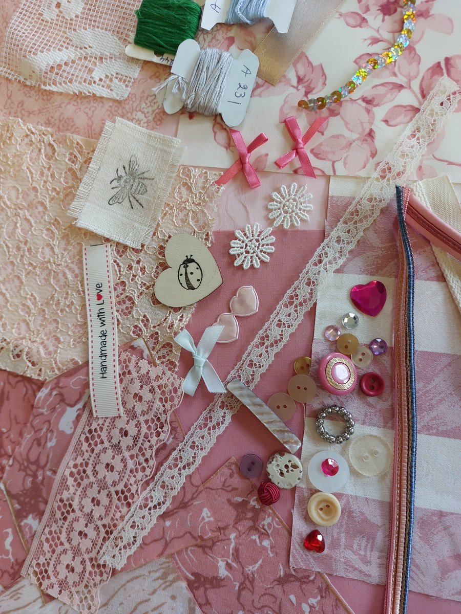 Pink and cream slow stitching kit 