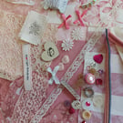 Pink and cream slow stitching kit 