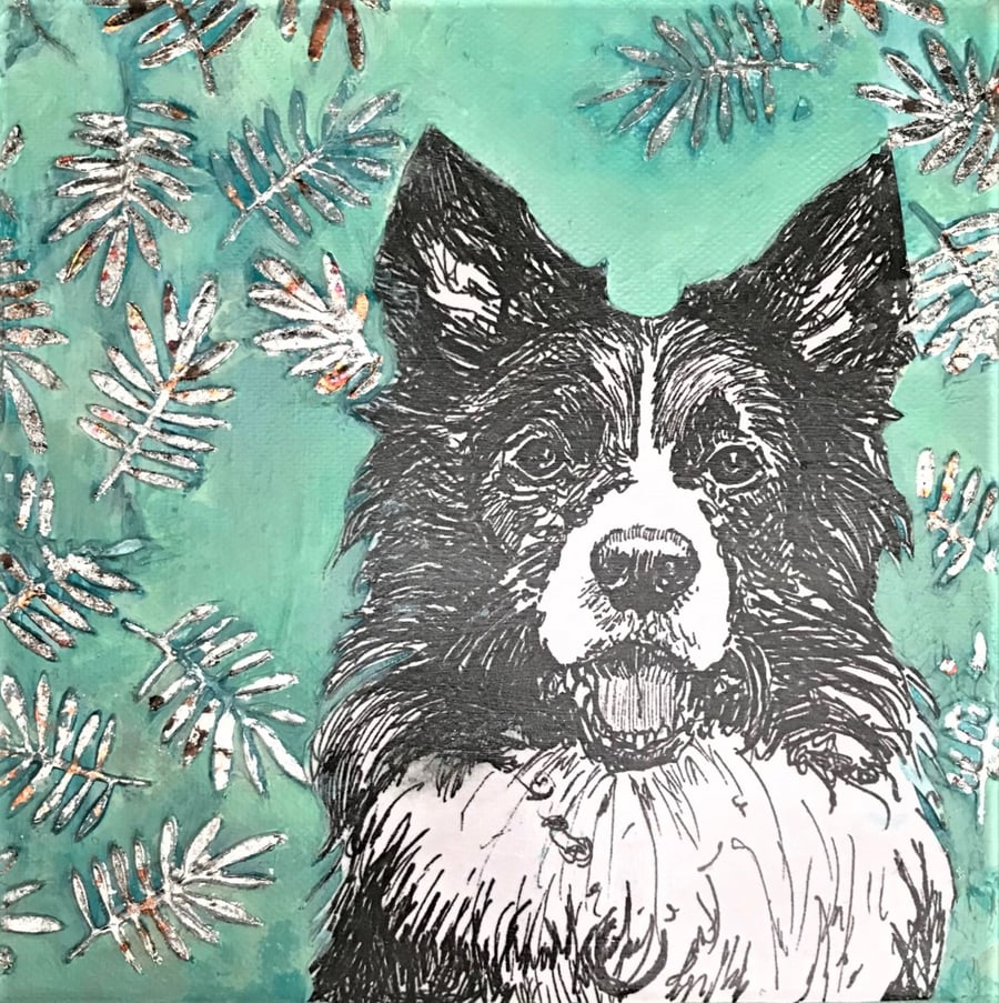 Border Collie 3D Canvas Textured Altered Art - perfect Unusual Gift