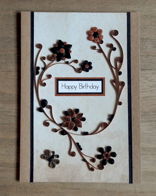 Quilled floral birthday card