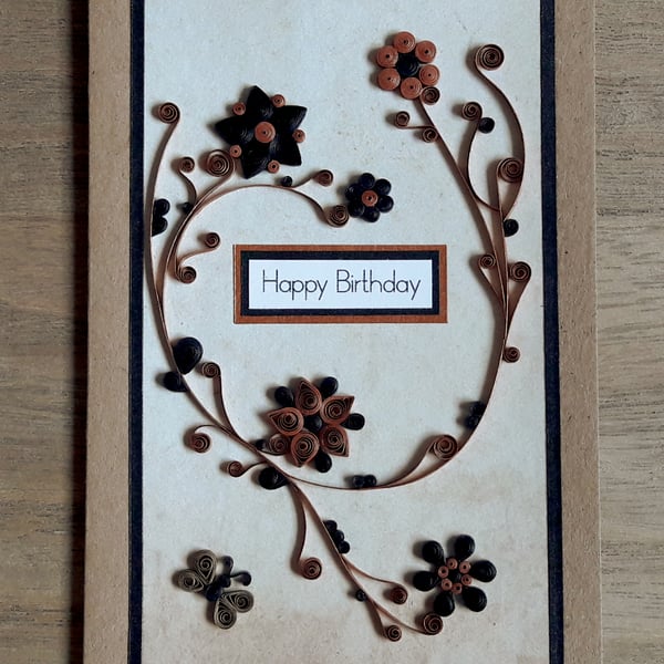 Quilled floral birthday card