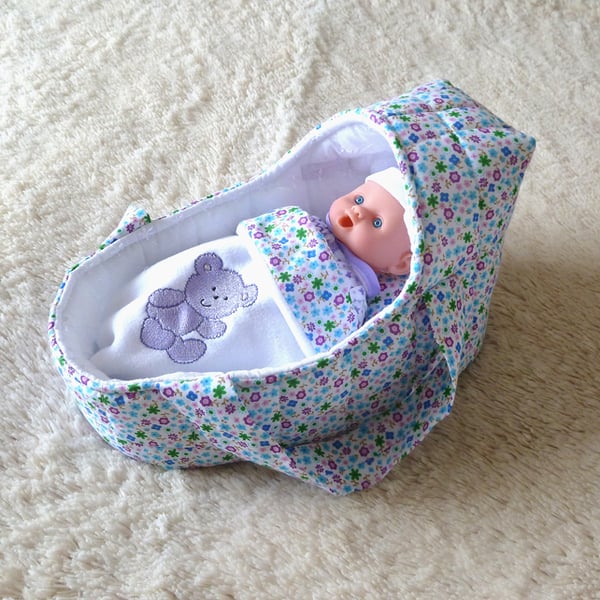 Small Doll's Carrycot with Free Doll