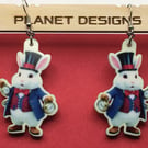 Unique White Rabbit Earrings, a must for Alice in Wonderland fans everywhere