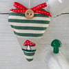 SALE ITEM - AUTUMN TOADSTOOL HEART - green stripes, lavender