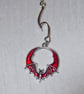 Red and Silver Enamelled Bat & Thorn Earrings with Silver Plated Ear Wires - Image 5