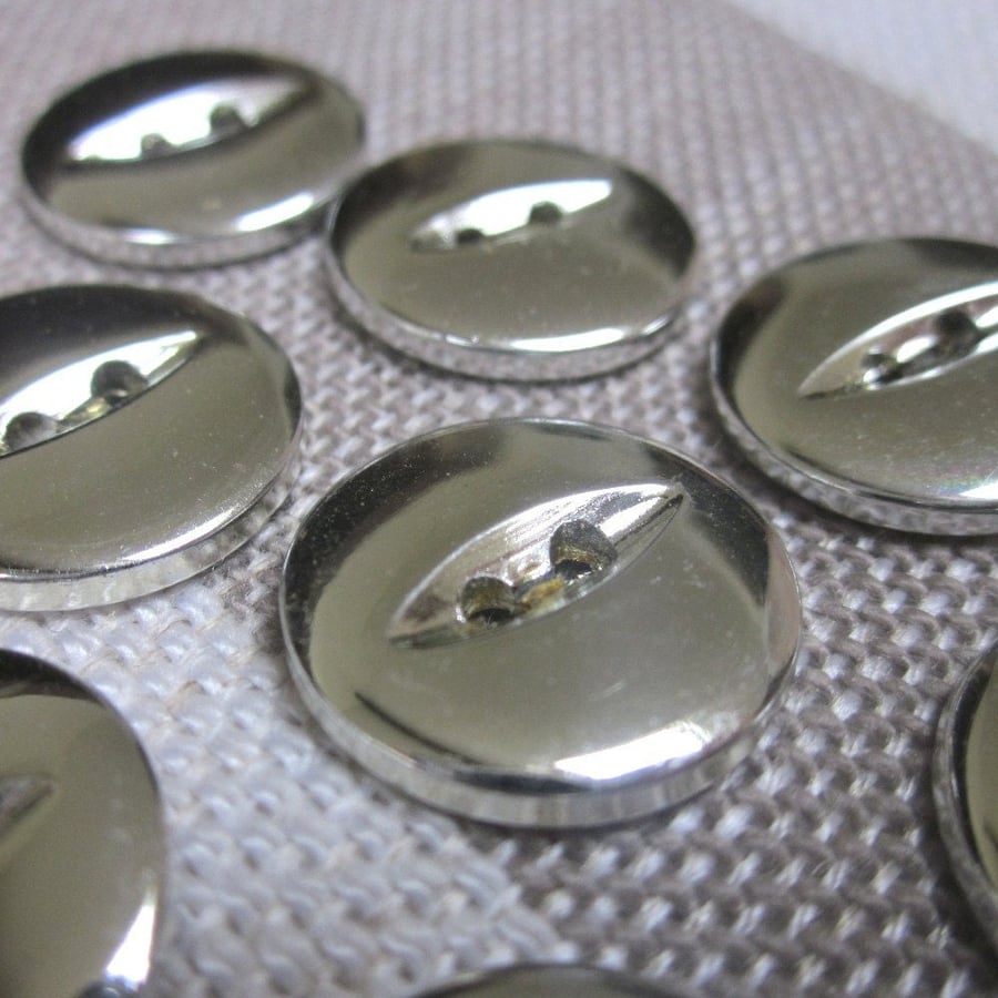 10 Silver Fisheye Buttons