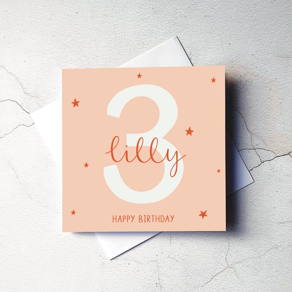 Personalised 3rd Birthday Card, Boys and Girls Birthday Card