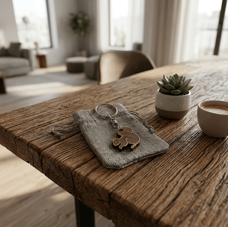 Squirrel Keyring - Wood Squirrel Keychain with Gift Bag