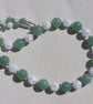 Green Aventurine & Clear Quartz Gemstone Chunky Beaded Necklace "Pine Sparkle" - Image 5
