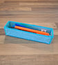 Pencil case - icy blue with glittery blue edging, open-top - Image 4