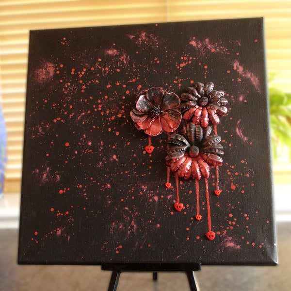 Bleeding Hearts acrylic mixed media canvas