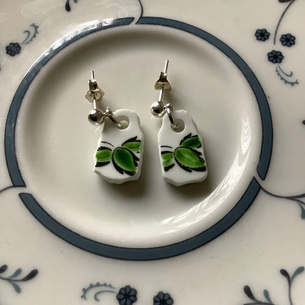 Handmade Stud Earrings, Broken Ceramic, Unique Earrings 