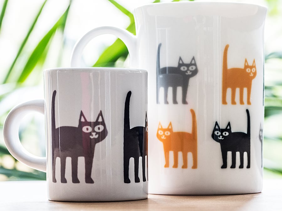 Fine Bone china cat coffee mug cup ceramic espresso mug cup gifts for cat lovers