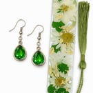 Floral Resin Bookmark & Earrings Gift Bundle Set