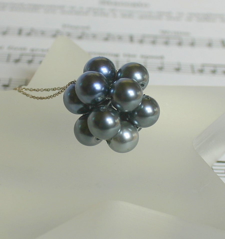 Sale 50% off Shades of Grey Acrylic Pearl Pendant.