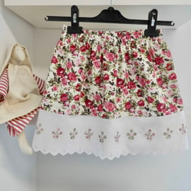 Summer skirt 5 years pink roses little girl