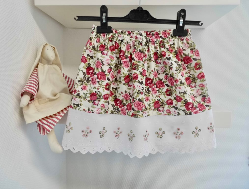 Summer skirt 5 years pink roses little girl