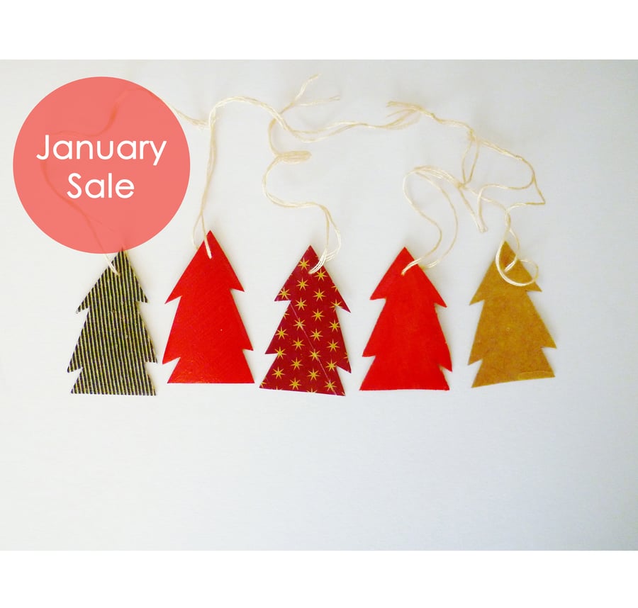 Sale - Free Postage - Mini Collaged Christmas Tree Decorations