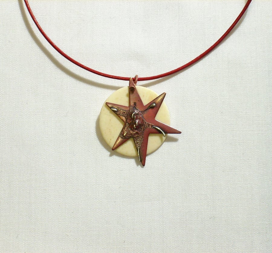 Star and Moon Pendant copper and silver