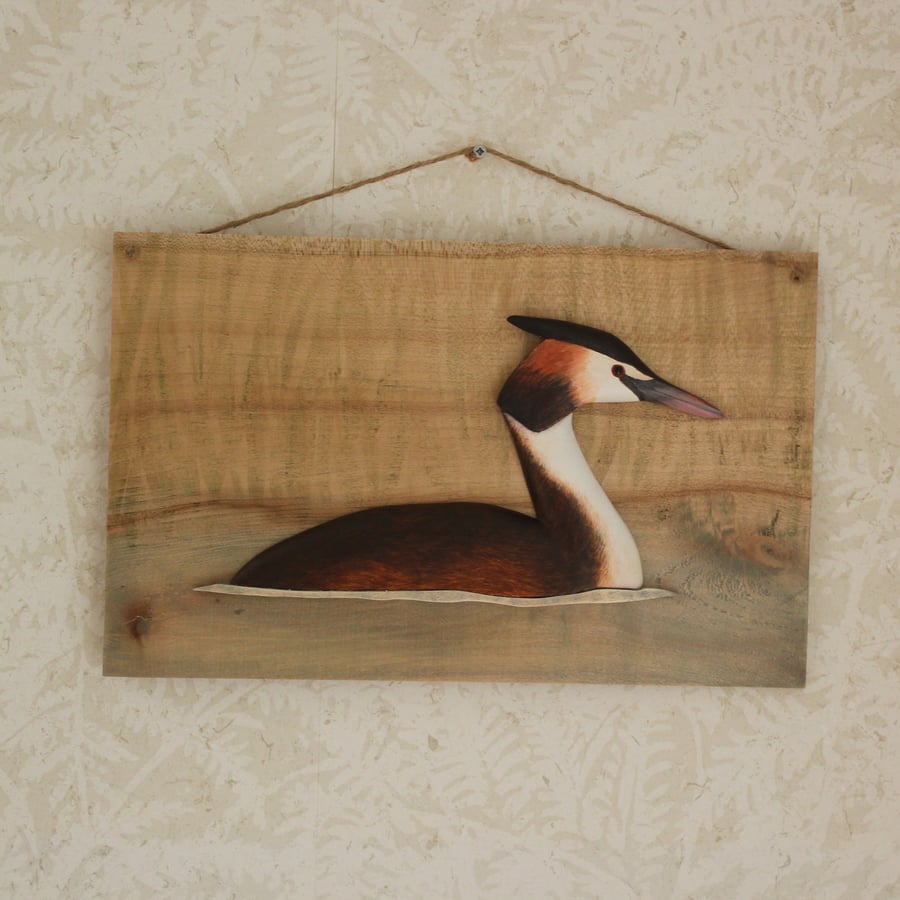 Great crested grebe wall hanging