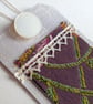 3 Gift Tags - plum vintage silk and lace, reclaimed textiles  - Image 4