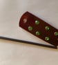 Dyed Brown Leather Hair Stick Barrette With 6 Green Gemstones - FREE SHIPPING - Image 6