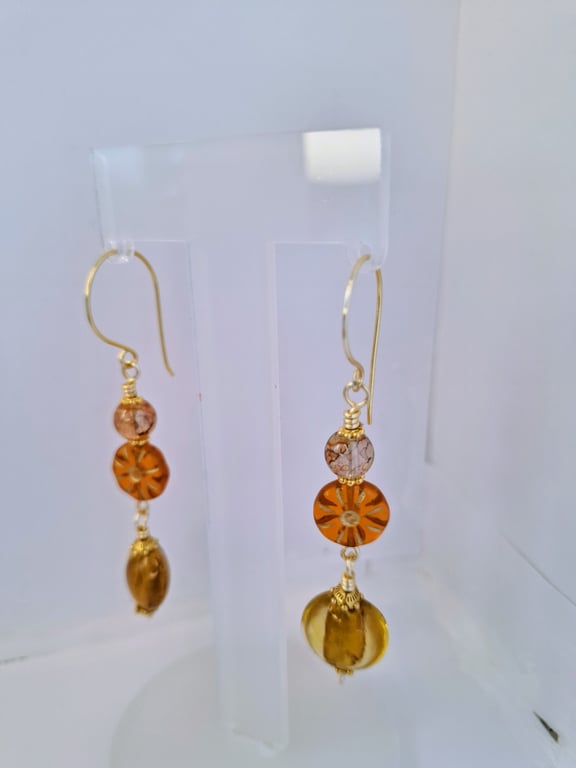 Sunburst Amber Dangle Earrings