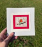 Robin, hand embroidered Christmas card, recycled card - Image 4