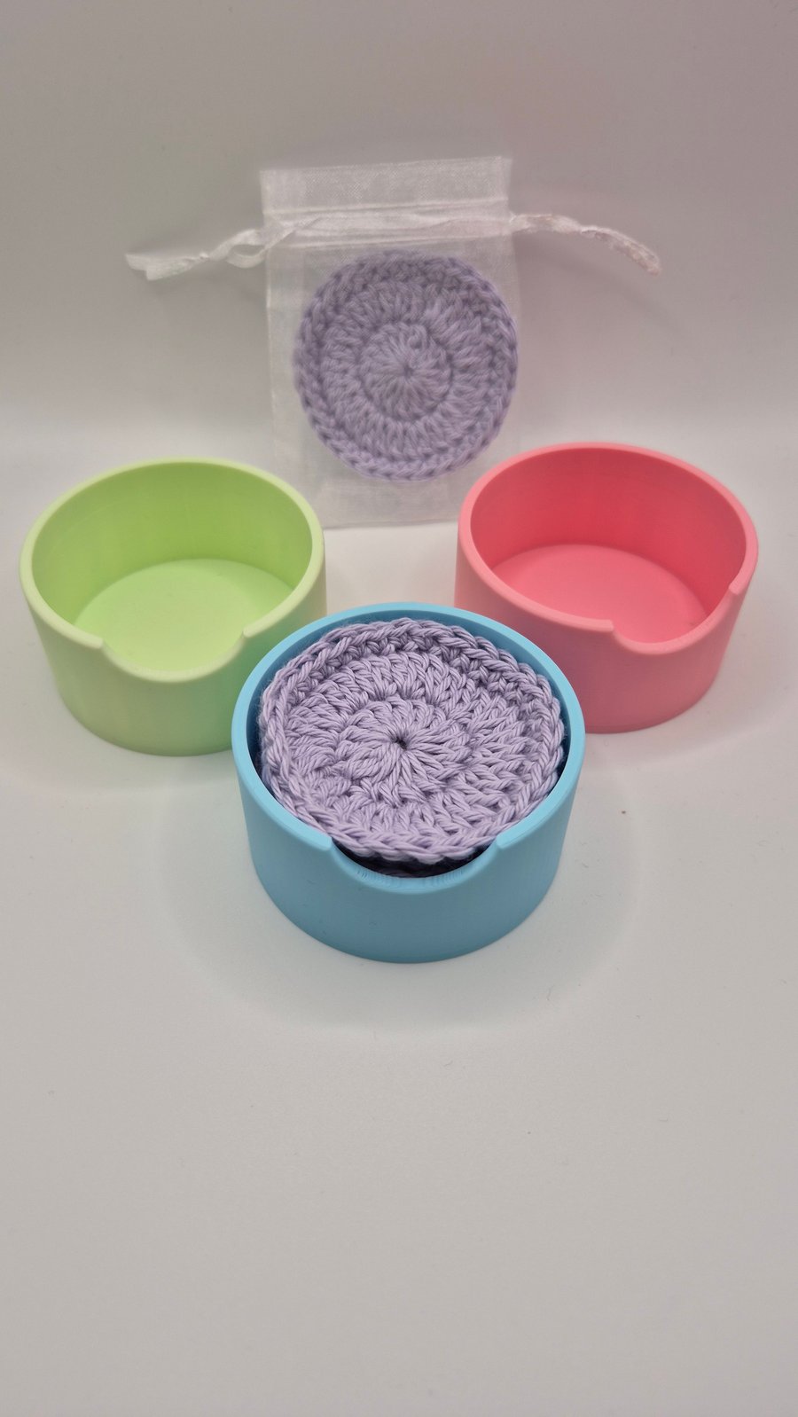 Crochet Cotton Face Scrubbies and Storage Pot 