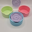 Crochet Cotton Face Scrubbies and Storage Pot 