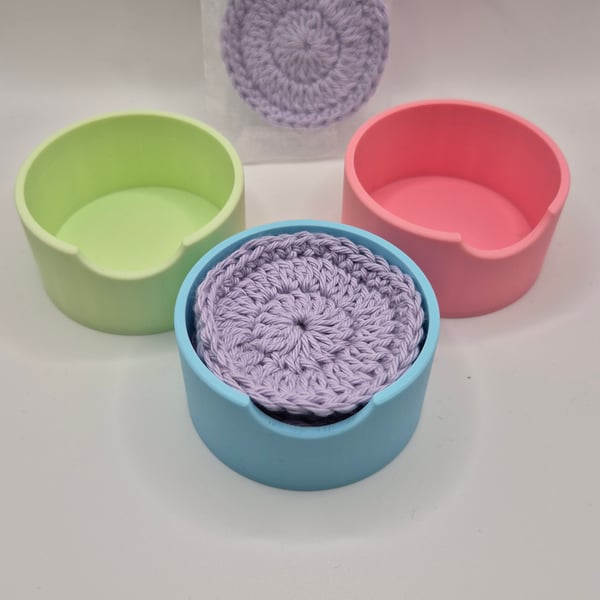 Crochet Cotton Face Scrubbies and Storage Pot 