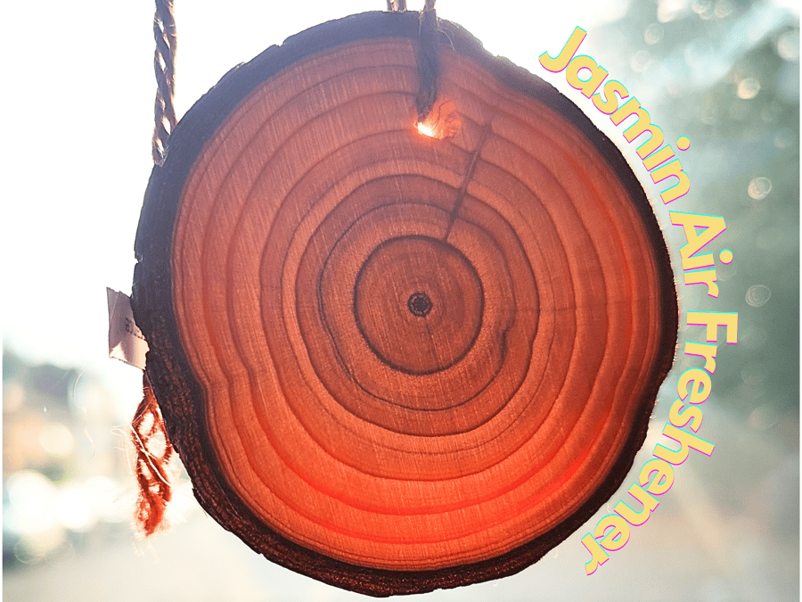 Jasmine Car Air Freshener. Wooden slice with long-lasting fragrance. Handmade.