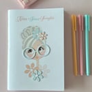 Handmade A5 Sewn Notebook-Mint Glasses Lady-3D Cover