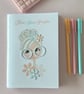 Handmade A5 Sewn Notebook-Mint Glasses Lady-3D Cover