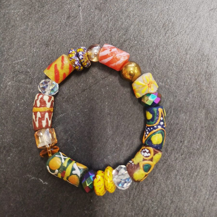 African Bracelet (Krobo bead bracelet with recycle beads from Ghana)
