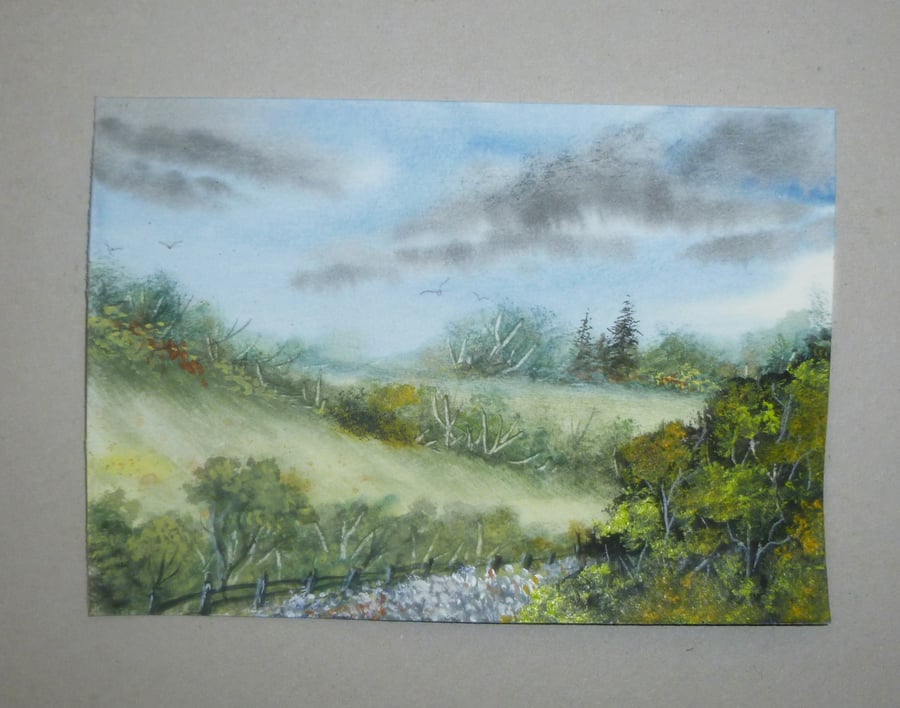 original art watercolour landscape painting ( ref F 757 D3 )