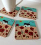 Poppy Coasters Cottage Countryside Painting Floral Art Print  - Image 4